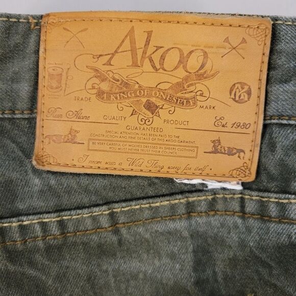 Akoo Brand Mens green jeans size 42/33 straight leg Pre-owned - Picture 6 of 10
